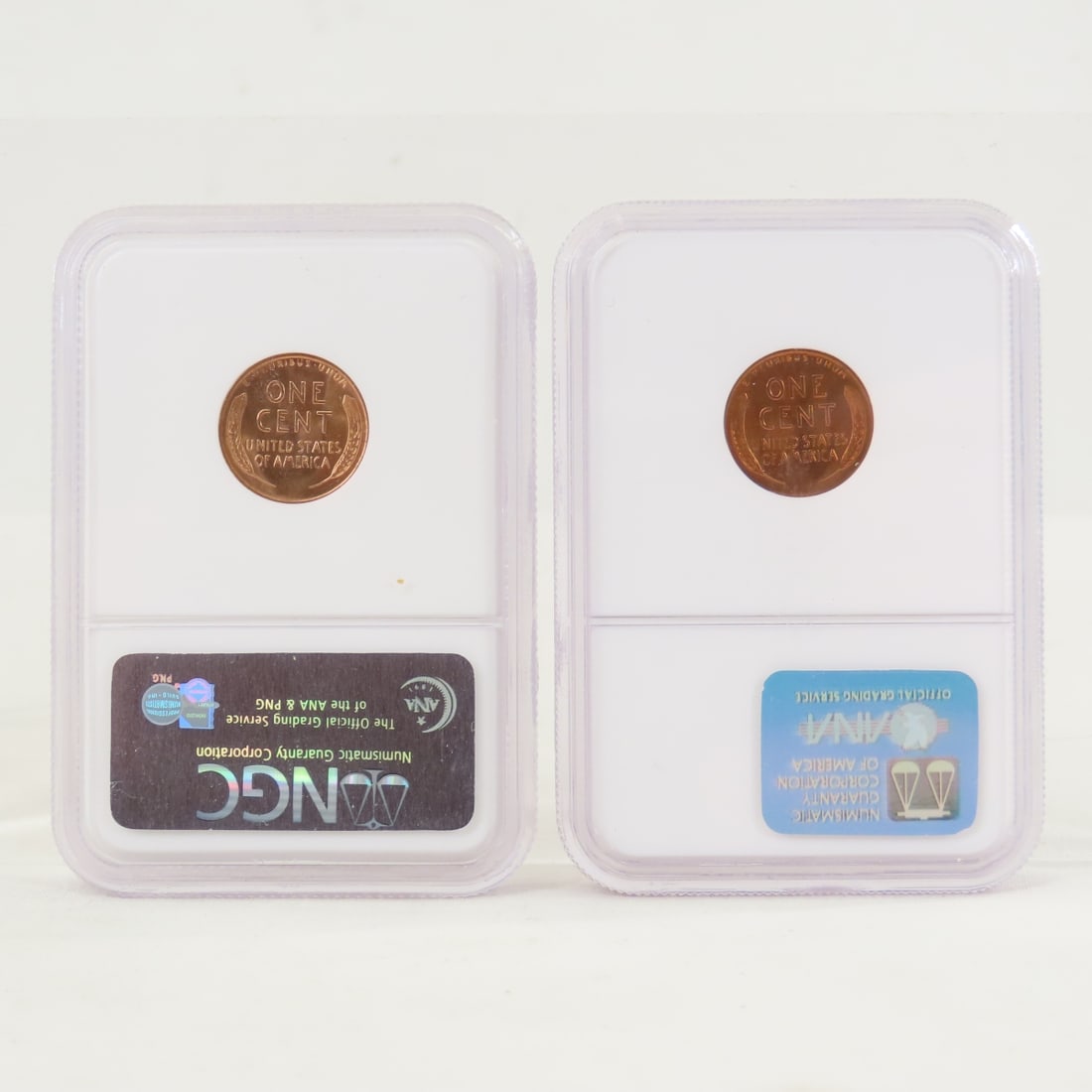 1954 D MS66RD & 1955 S MS66RD Lincoln Wheat Cents - 2