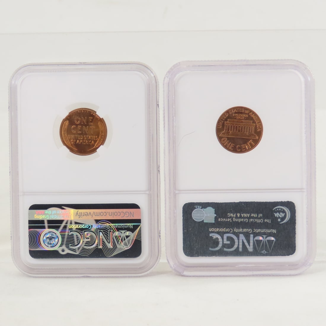 1958 D MS66RD & 1959 D MS66RD Lincoln Wheat Cents - 2