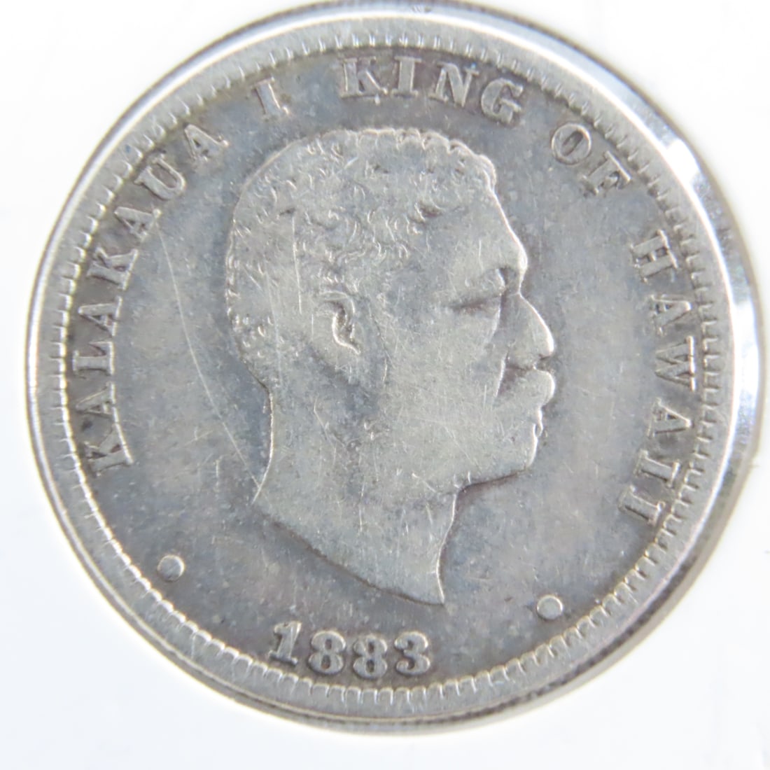 1883 Hawaii King Kalakaua Silver Quarter - 2