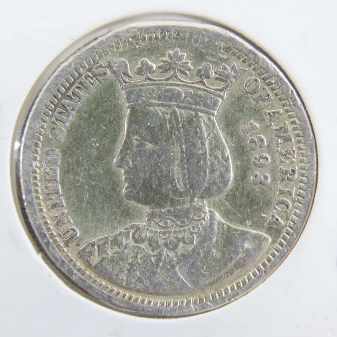 1893 Isabella Columbian Exposition Silver Quarter - 2