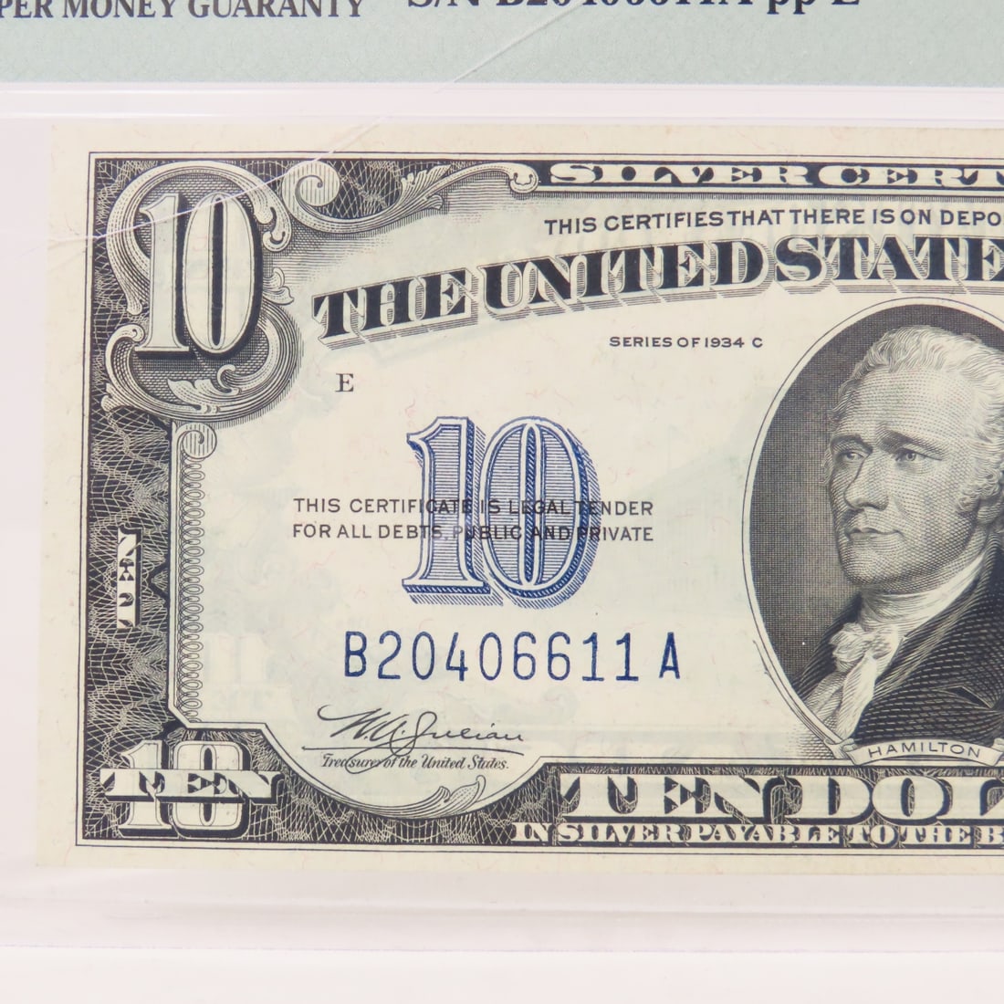 1934 C $10 Silver Certificate PMG 65 Gem Unc - 2