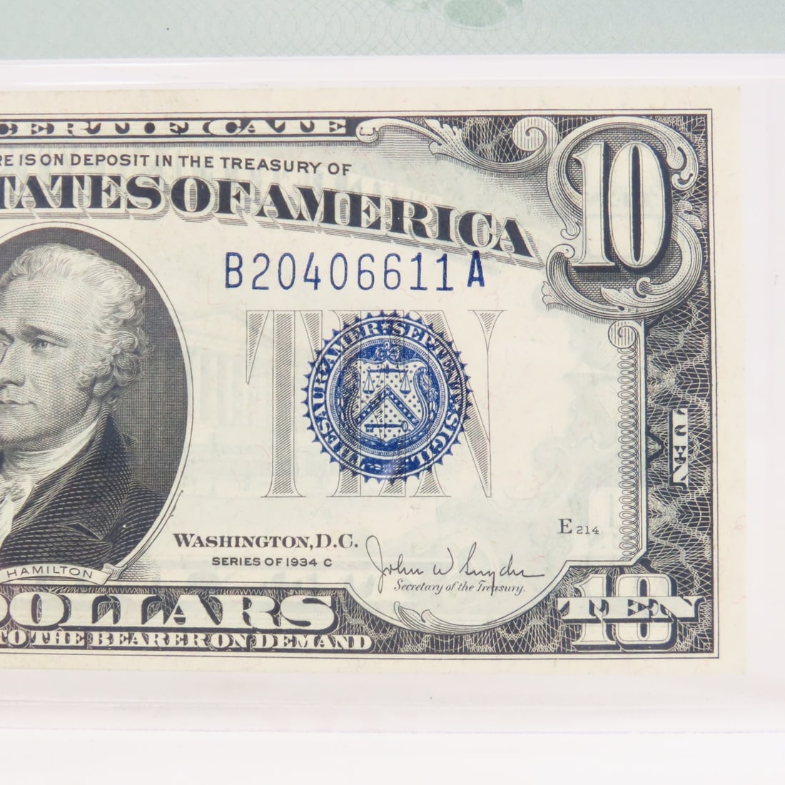 1934 C $10 Silver Certificate PMG 65 Gem Unc - 3