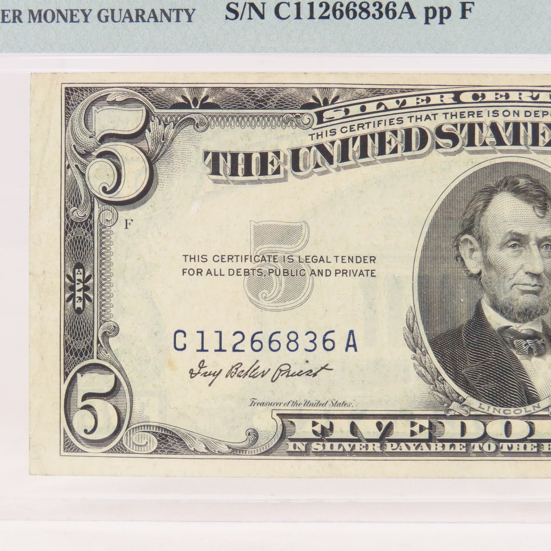 1953 $5 Silver Certificate PMG 30 Very Fine - 2