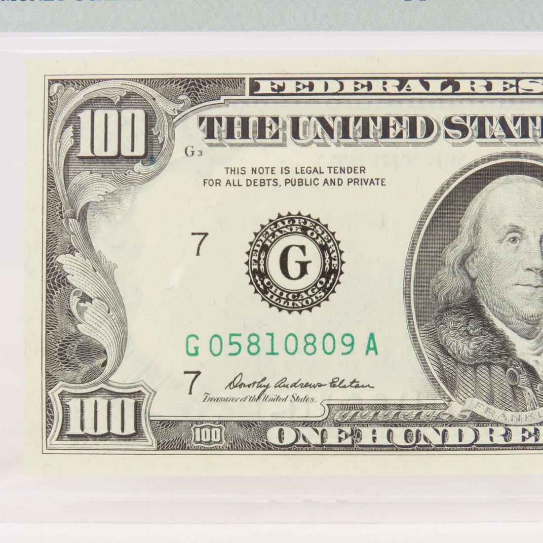 1969 $100 Fed Res Note Chicago PMG 66 Gem Unc - 2