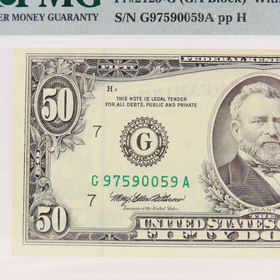 1993 $50 Fed Res Note Chicago PMG 40 EF - 2