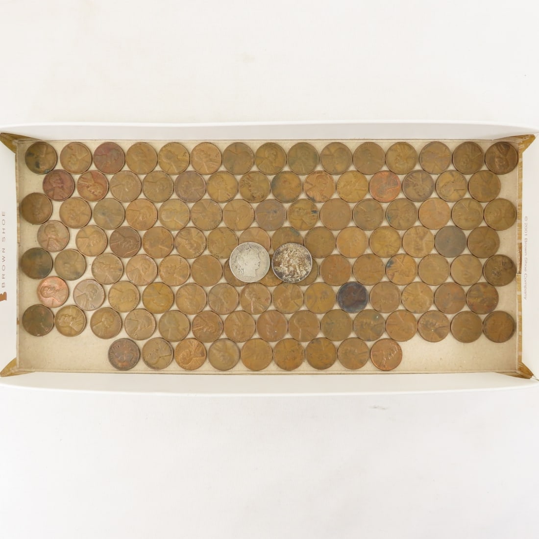 100+ Wheat Cents, Barber & Washington Quarters: 100+ Wheat Cents, Barber & Washington Quarters - 1 Indian Head Cent Lot Size 3x3x3" 1 LB All information and photos are intended to be as accurate as possible, but errors are possible. No item may be