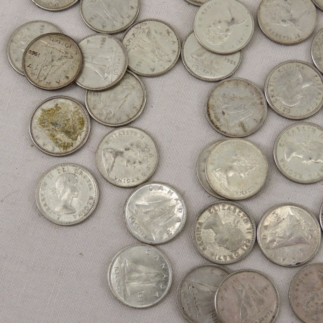 76 1940-1966 Silver Canadian Dimes & 3 1968 - 7