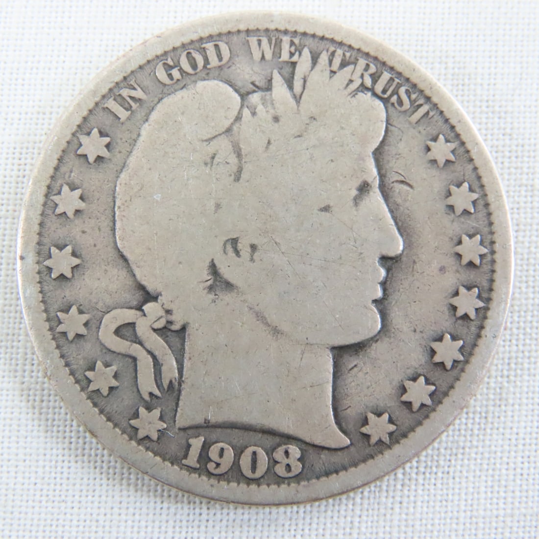 4 Barber Half Dollars 1900, 1907 O, 1908 O, 1913 S - 7