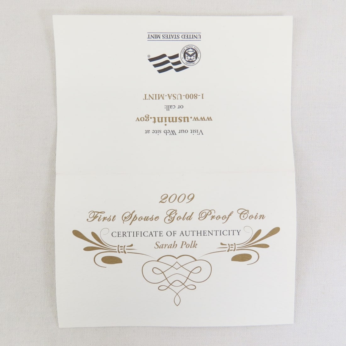 2009 W Sarah Polk 1/2 ozt Gold Proof Coin - 9