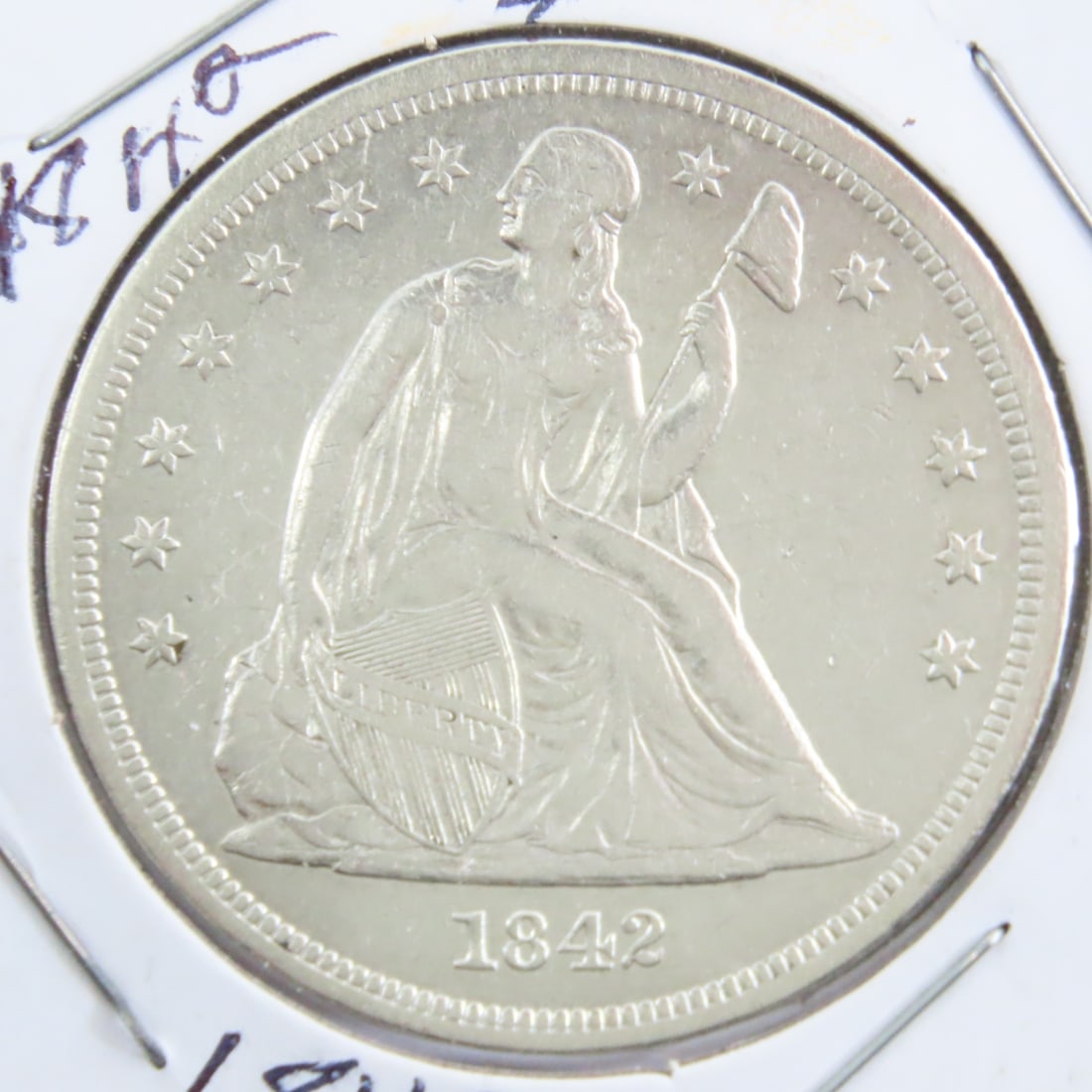 1842 Seated Liberty Silver Dollar - 2