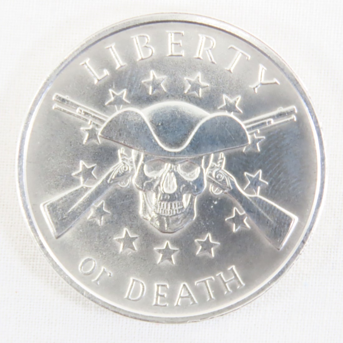 20212 Silver Shield 1ozt .999 Silver Round: 20212 Silver Shield 1ozt .999 Silver Round - Liberty or Death Lot Size 2x2x1" 1 LB All information and photos are intended to be as accurate as possible, but errors are possible. No item may be