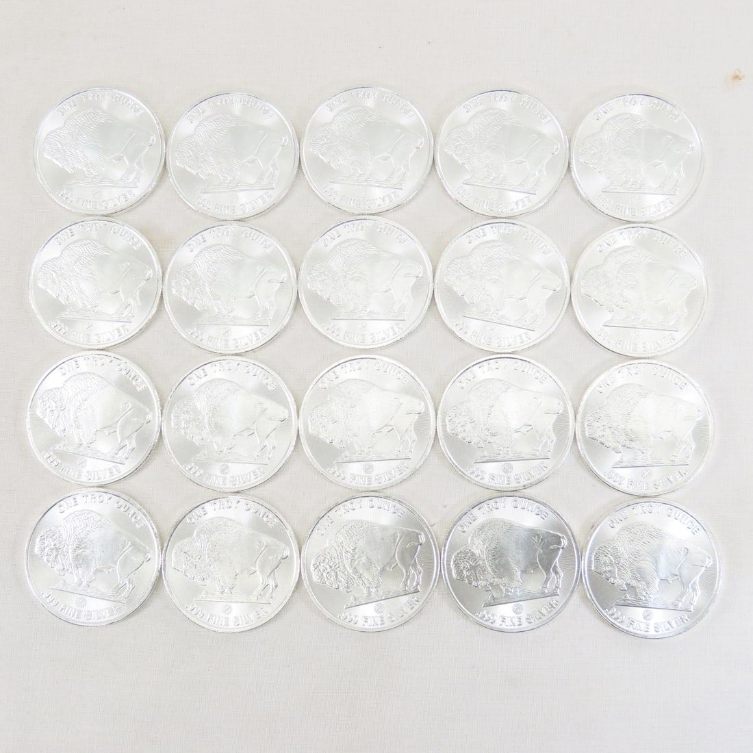 Roll of 20 Cut Saw Mint 1ozt Silver Buffalo Rounds - 6