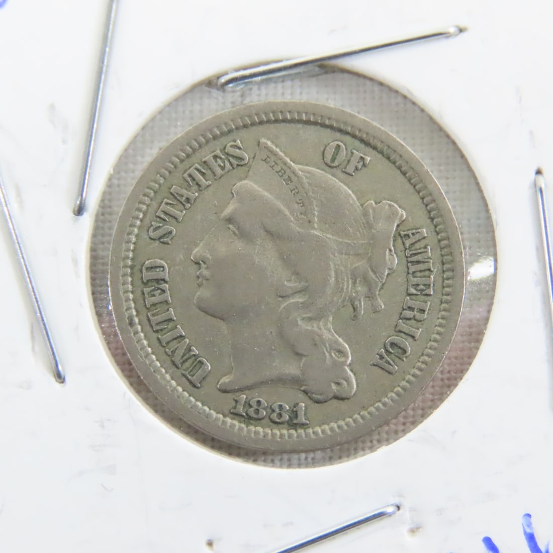 1881 3 Cent Nickel & 1831 Coronet Head Large Cent - 5