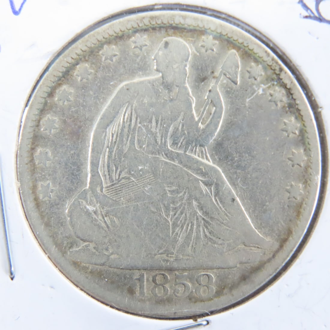 1858 Seated Liberty Silver Half Dollar - 2
