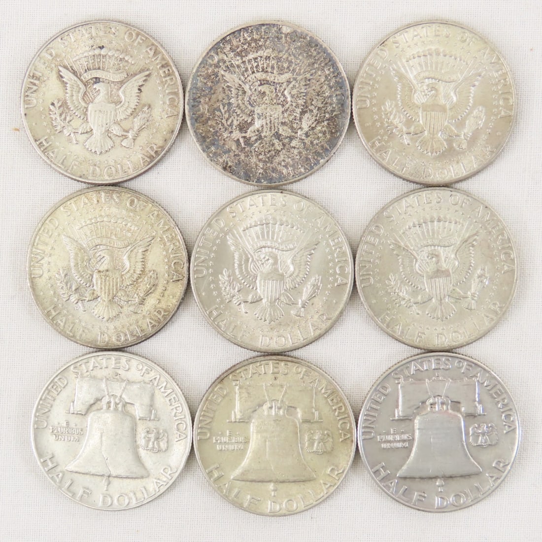 $5 Face 90% Silver Kennedy & Franklin Half Dollars - 6