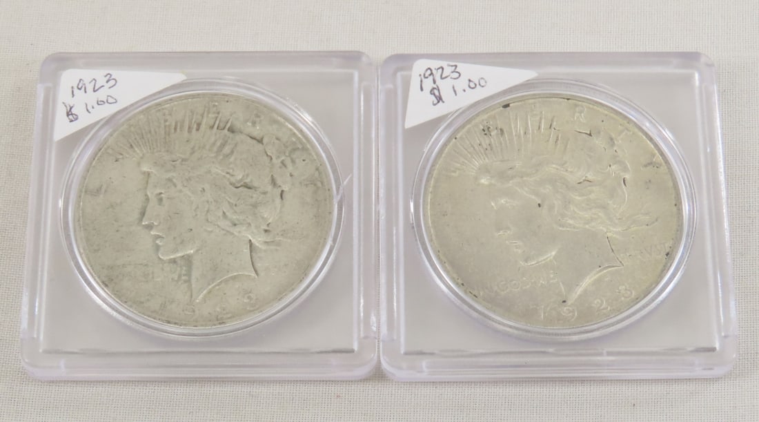2 1923 Peace Silver Dollars (1 of 5)