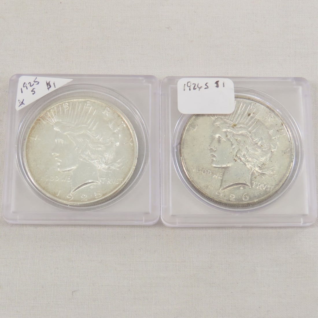 1925 S & 1926 S Peace Silver Dollars (1 of 5)