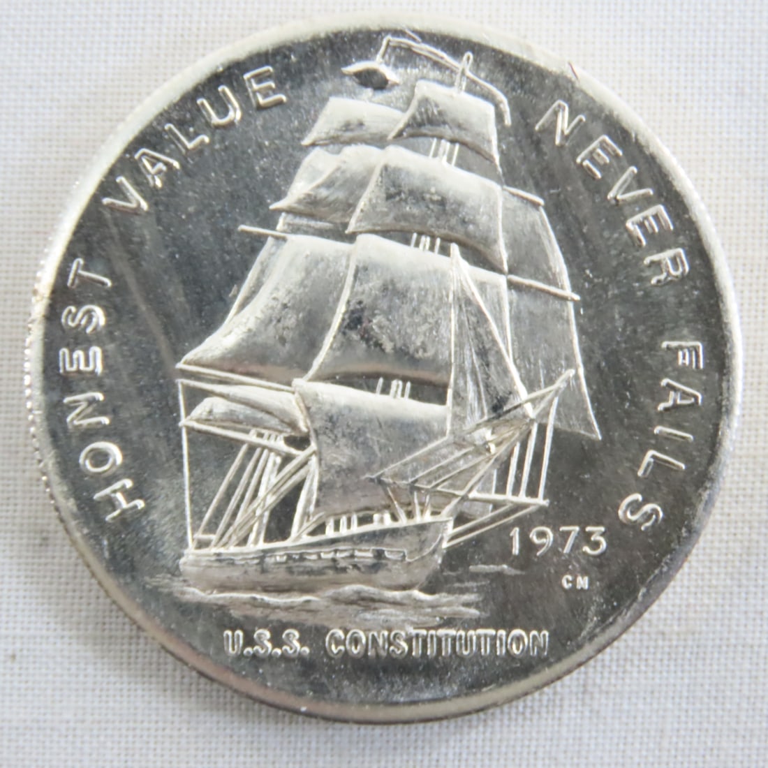 2 1973 USS Constitution 1 ozt Silver Rounds - 4