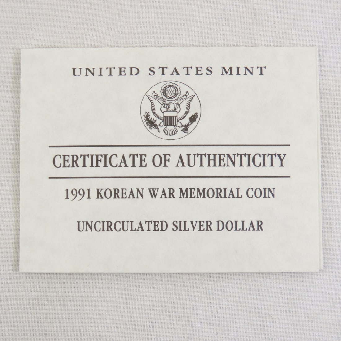 1991 Korean War Memorial Silver Dollar UNC - 4