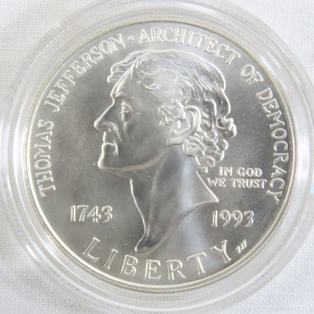 1993 Thomas Jefferson 250th Silver Dollar UNC - 2