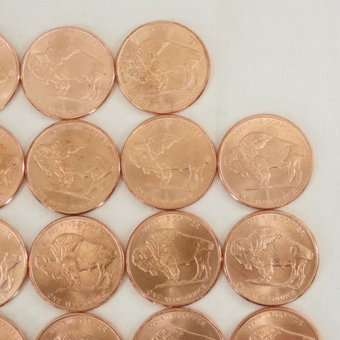 40 1ozt Copper Indian Head Buffalo Rounds - 10