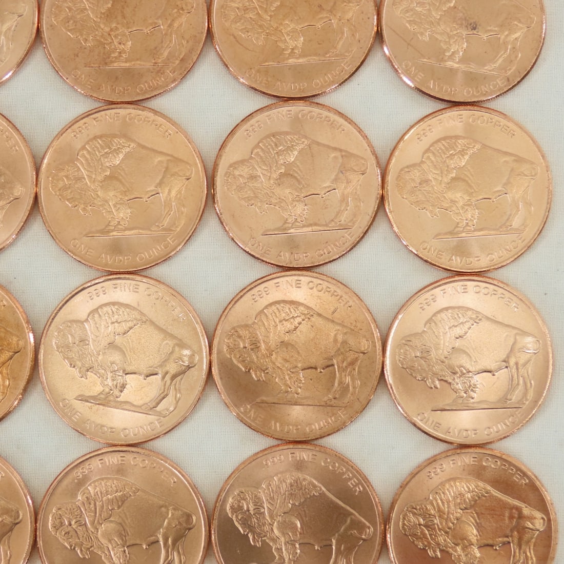 40 1ozt Copper Indian Head Buffalo Rounds - 12