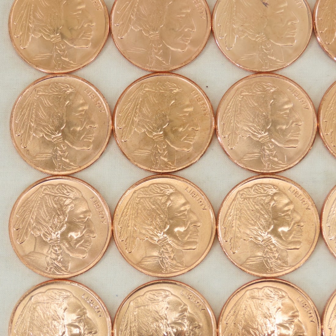 40 1ozt Copper Indian Head Buffalo Rounds - 4