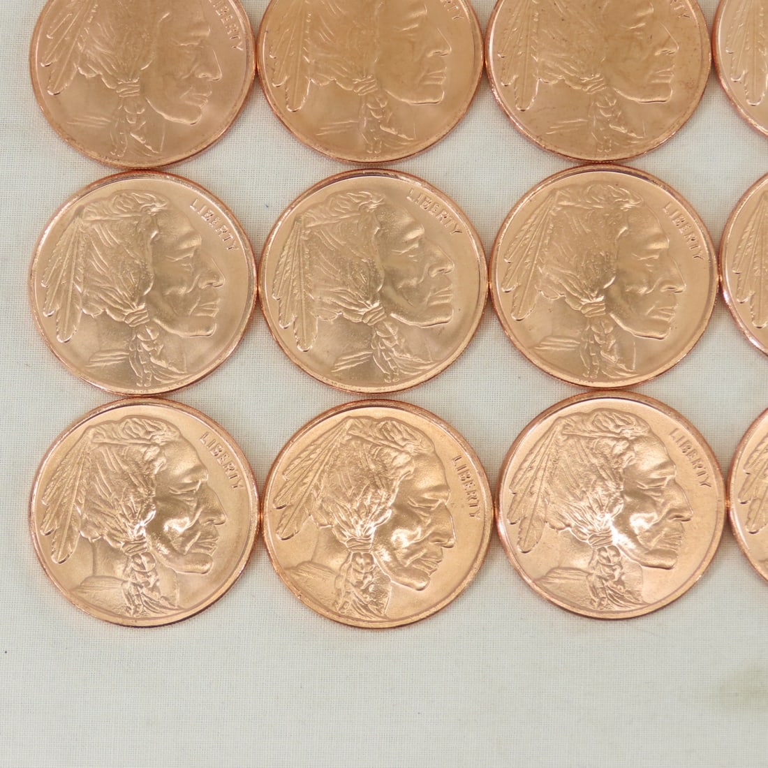 40 1ozt Copper Indian Head Buffalo Rounds - 6