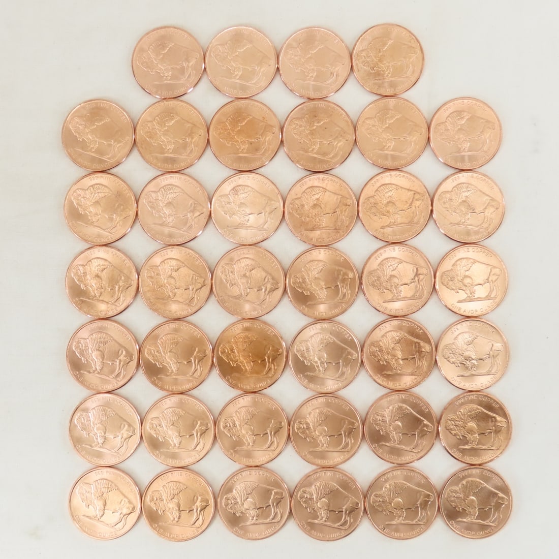 40 1ozt Copper Indian Head Buffalo Rounds - 8