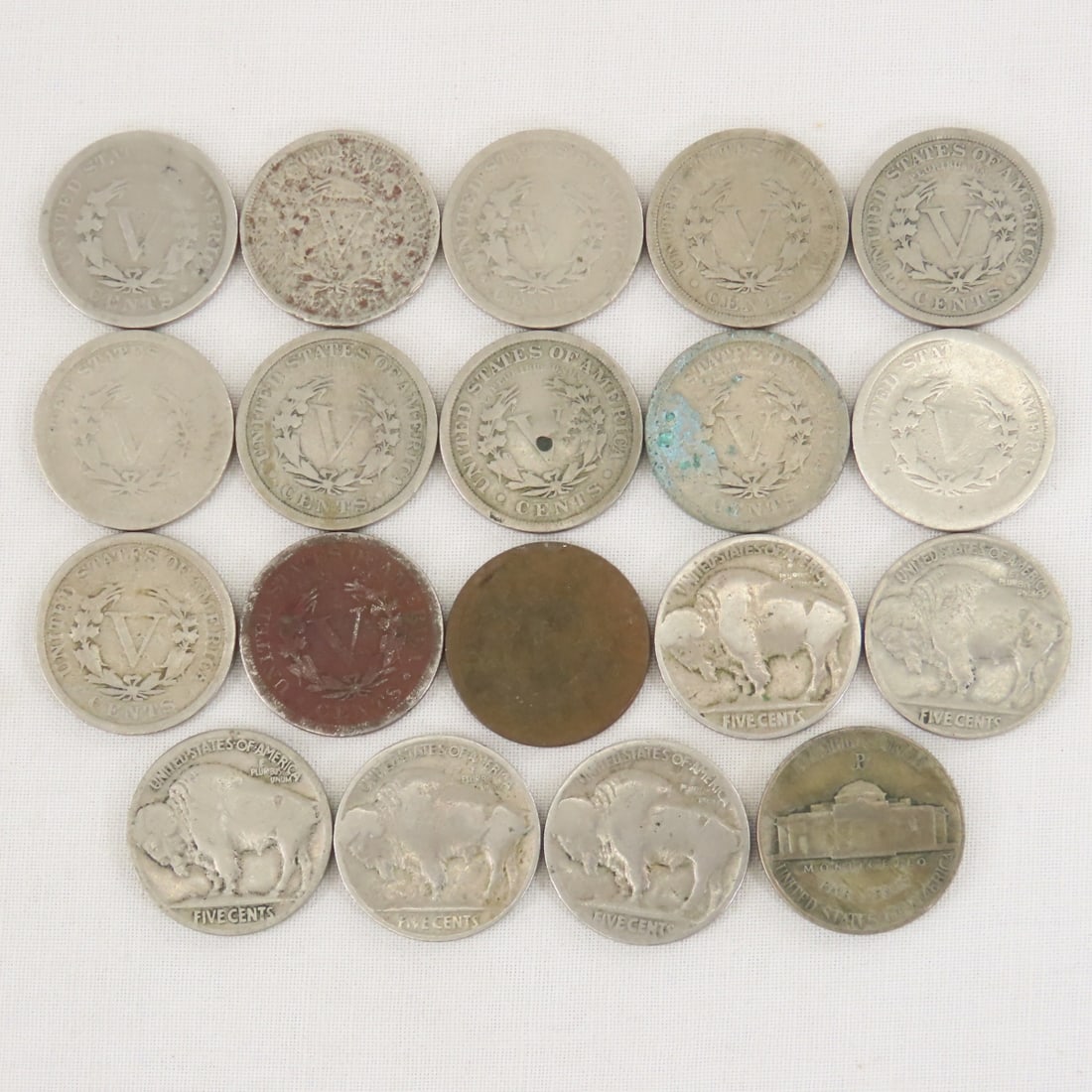 13 Liberty V, 5 Buffalo, & 1 Silver War Nickel - 6