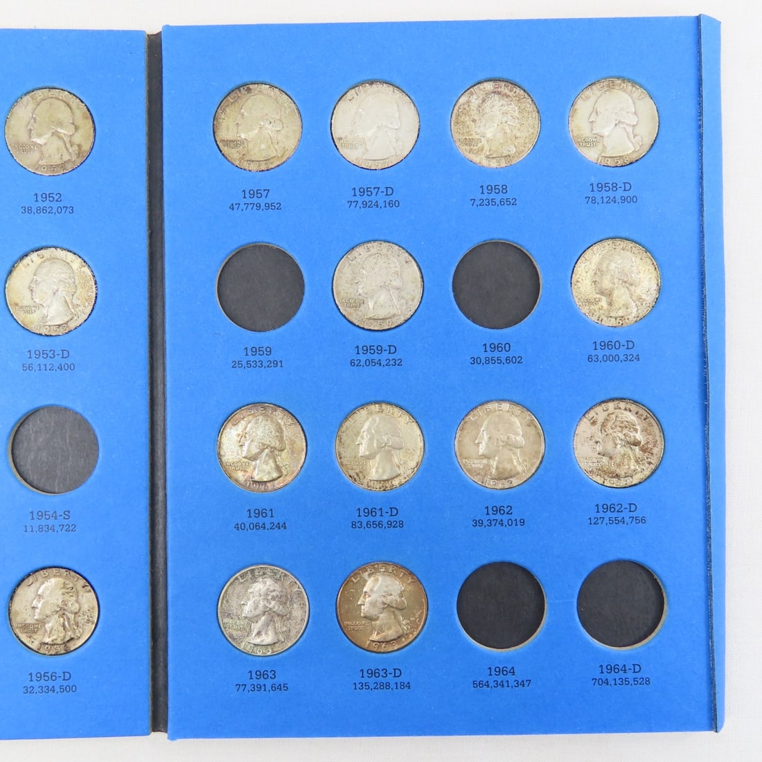 $10.25 Face Silver Washington Quarters in 2 books - 10