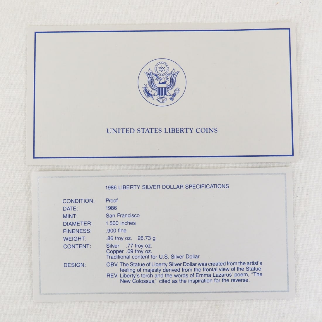 1986 S Liberty Silver Dollar Proof - 6