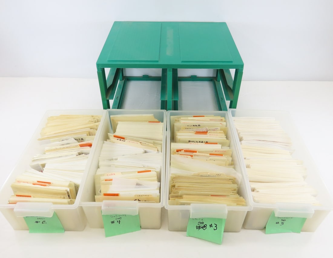 World Stamp Collection Afghanistan - Denmark: World Stamp Collection Afghanistan - Denmark - 4 Drawers full, can be shipped with or without drawers & cabinet.. Drawer 1 - Afghanistan - Australia - in glassine envelopes - Some identified, Drawer