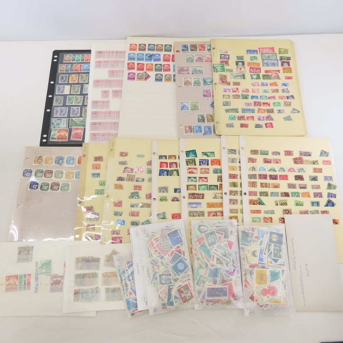 World Stamp Collection, most German Deutsche Reich: World Stamp Collection, most German Deutsche Reich - Bohemia & Moravia (2 sheets) Hinge mounted both sides, Deutsche Reich, Bundespost, DDR (3 sheets), Deutsche Reich, Bayern, Saar (1 sheet),