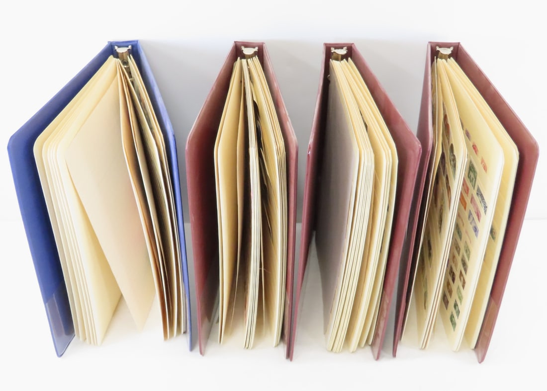4 Binders of Worldwide Stamps in Stock Sheets: 4 Binders of Worldwide Stamps in Stock Sheets - Brown Binder #1 9 Stock Sheets - Worldwide sorted by country and mostly identified Ras Al Khaima(4), Spain(4), Spanish Territories(1), Brown Binder #2