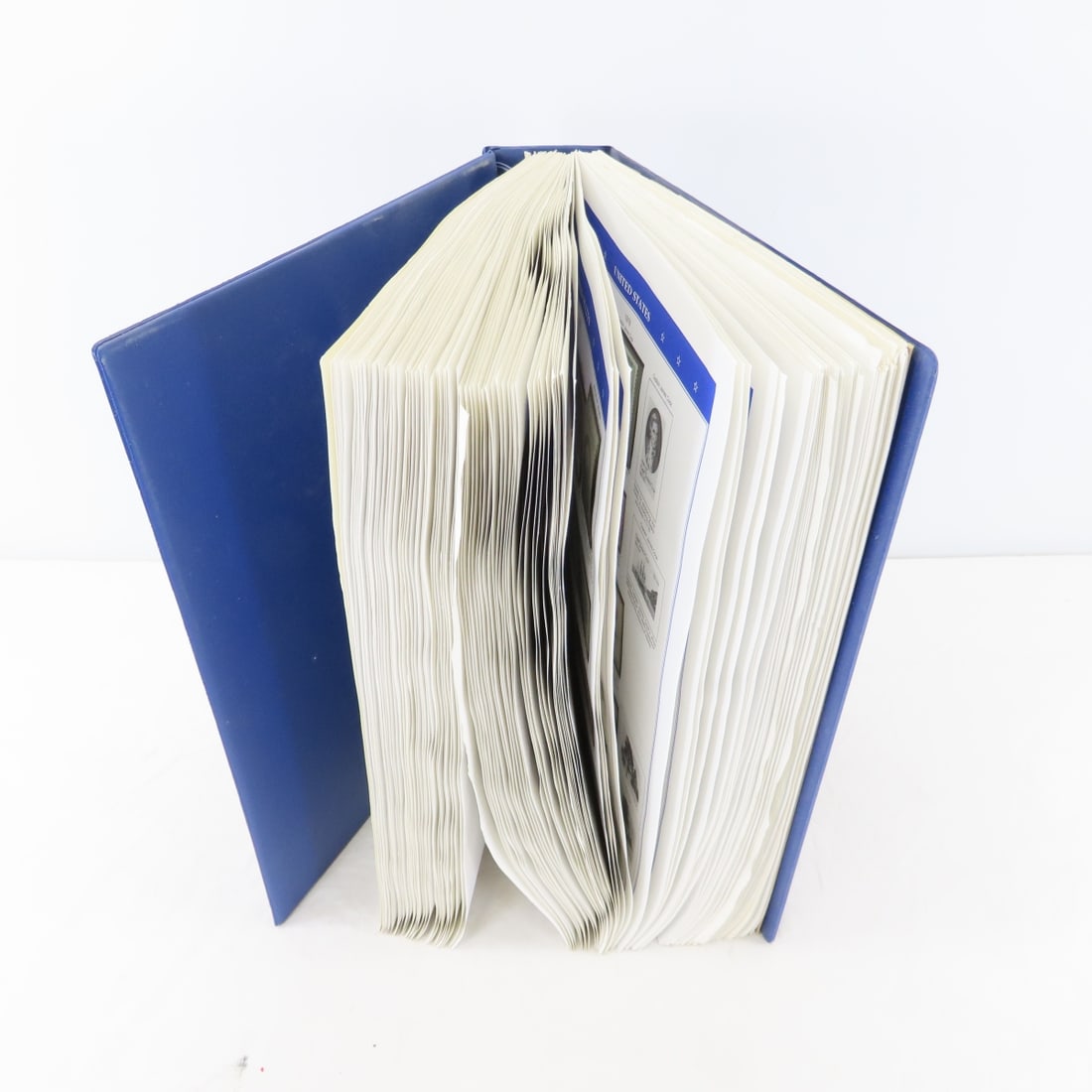 Blue US Postage Stamp Album - Mostly MNH: Blue US Postage Stamp Album - Mostly MNH - Includes definitive, commemoratives, airmails, special deliveries. All stamps mounted with vario hingeless stamp mounts. LOT SIZE: 12x10x3", 5 LBS All