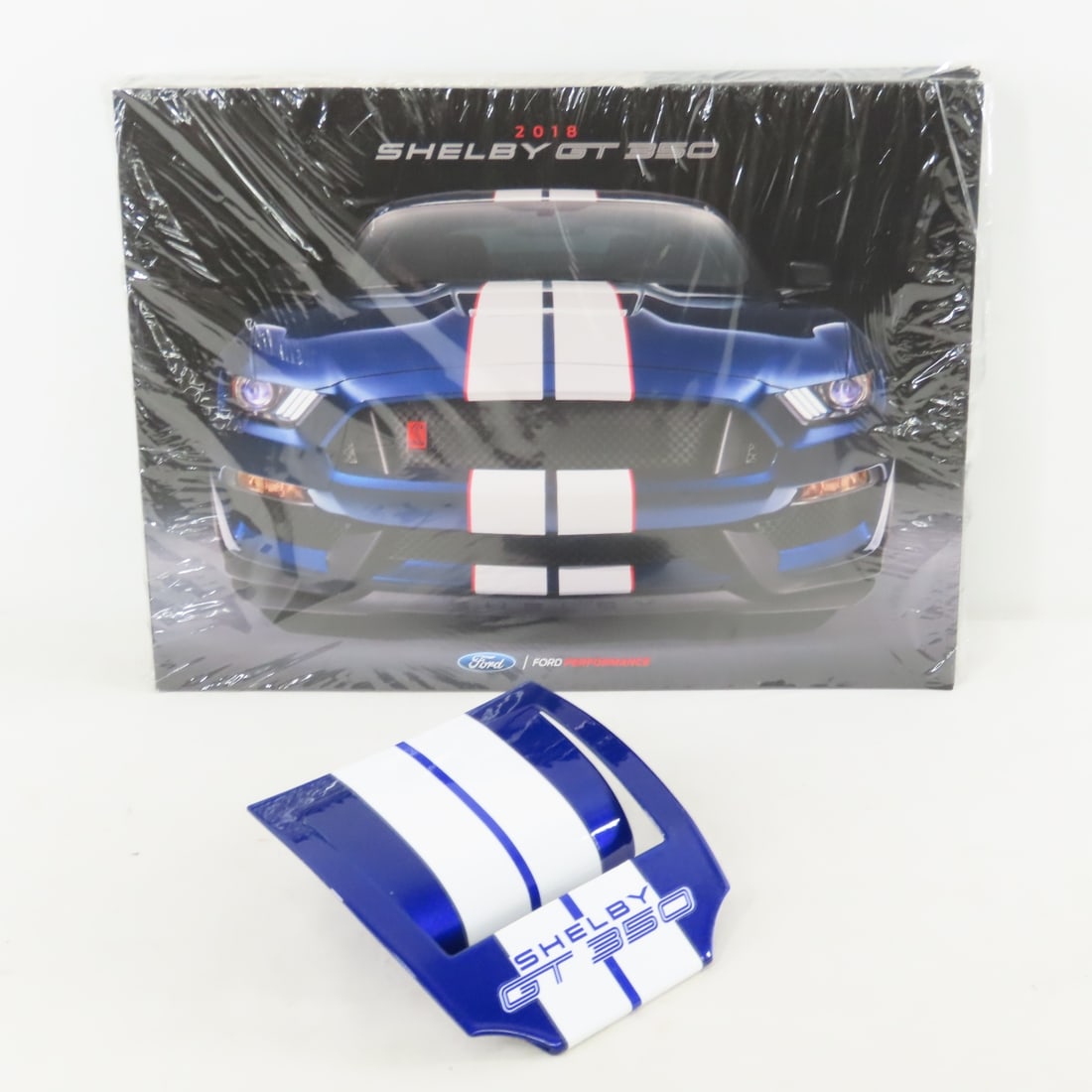 50 Shelby GT 350 2018 Brochures & Card Holder: 50 Shelby GT 350 2018 Brochures & Card Holder - dealer brochures in sealed plastic & blue metal business card holder. LOT SIZE: 12x9x4", 8.5 LBS All information and photos are intended to be as