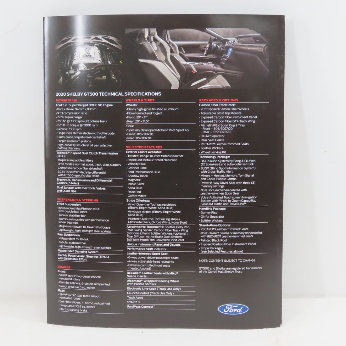 50 Shelby GT 500 2020 Brochures & Paperweight - 12