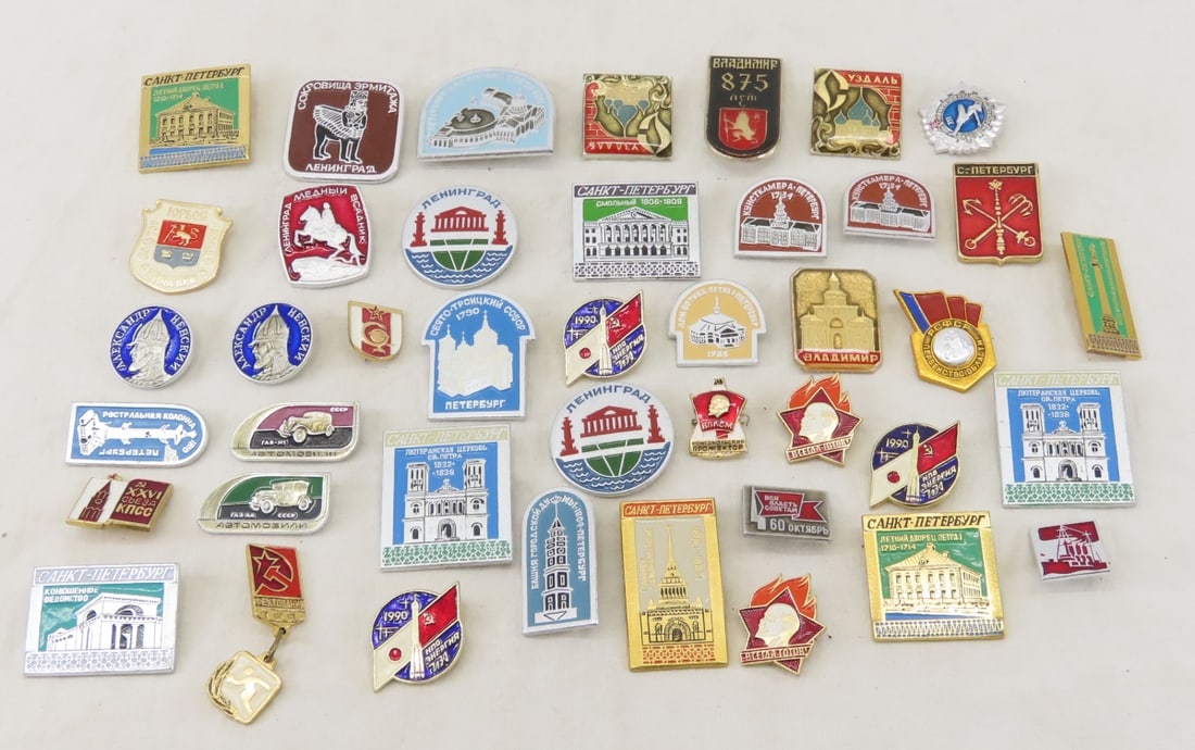 Russian Pins- Space Program, Tourist & More: Russian Pins- Space Program, Tourist & More - LOT SIZE: 6x6x1", 1LB All information and photos are intended to be as accurate as possible, but errors are possible. No item may be returned or refused b