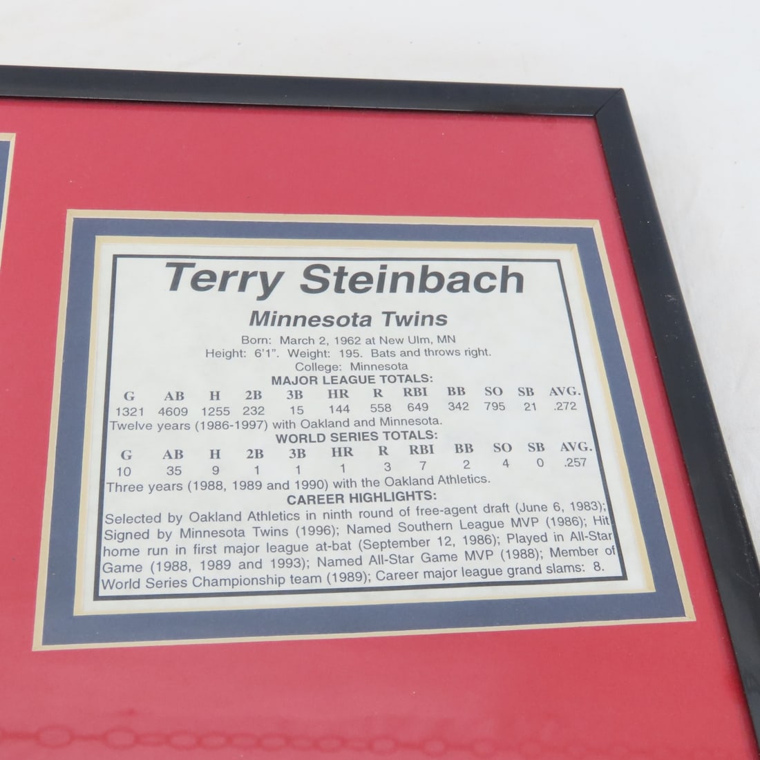 Terry Steinbach, MN Twins & Sport Collectibles - 7