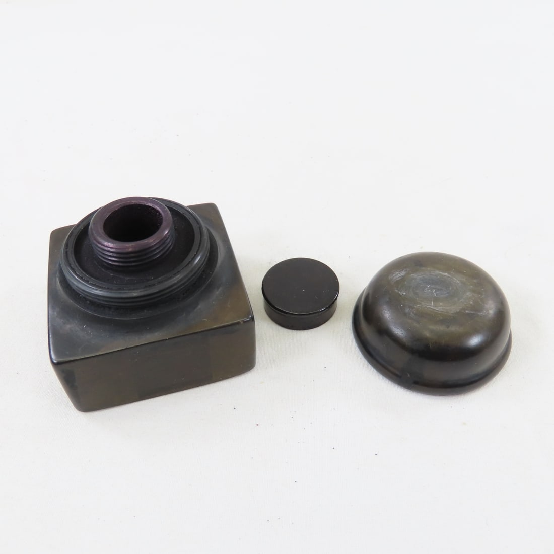 Bakelite & Victorian Glass Safety Ink Wells - 7