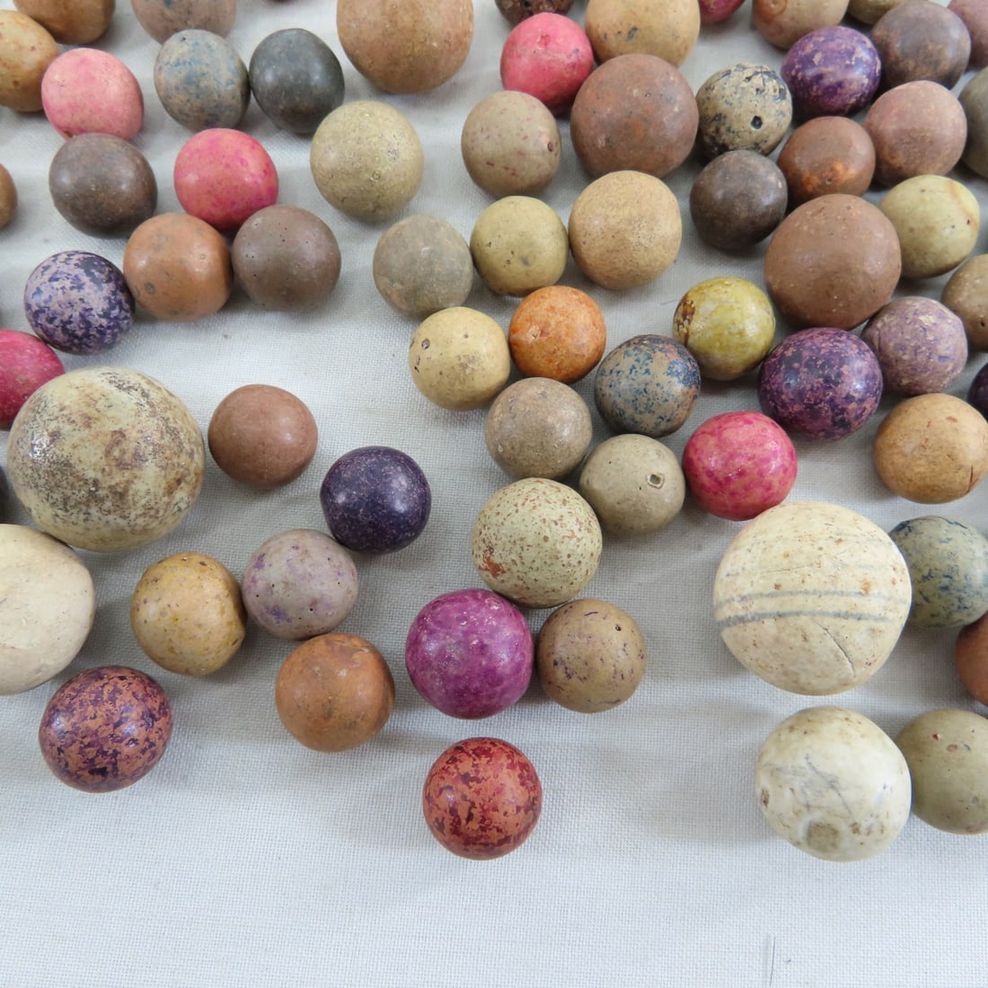 2 Pounds of Vintage Clay Marbles & 1 Stone Shooter - 10