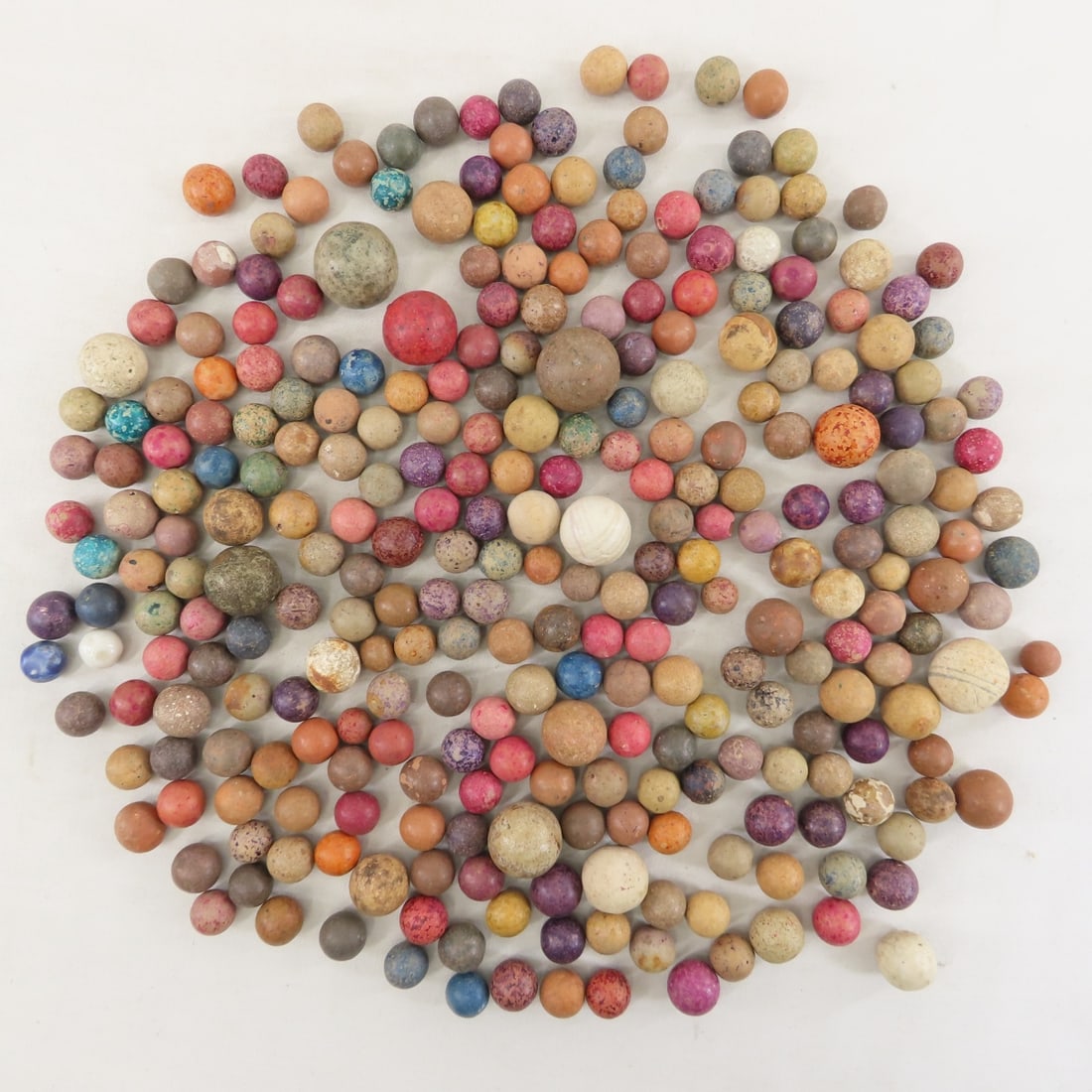 2 Pounds of Vintage Clay Marbles & 1 Stone Shooter - 11