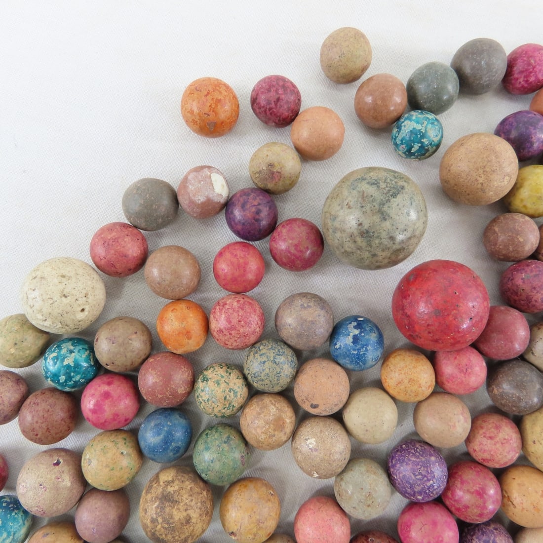 2 Pounds of Vintage Clay Marbles & 1 Stone Shooter - 12