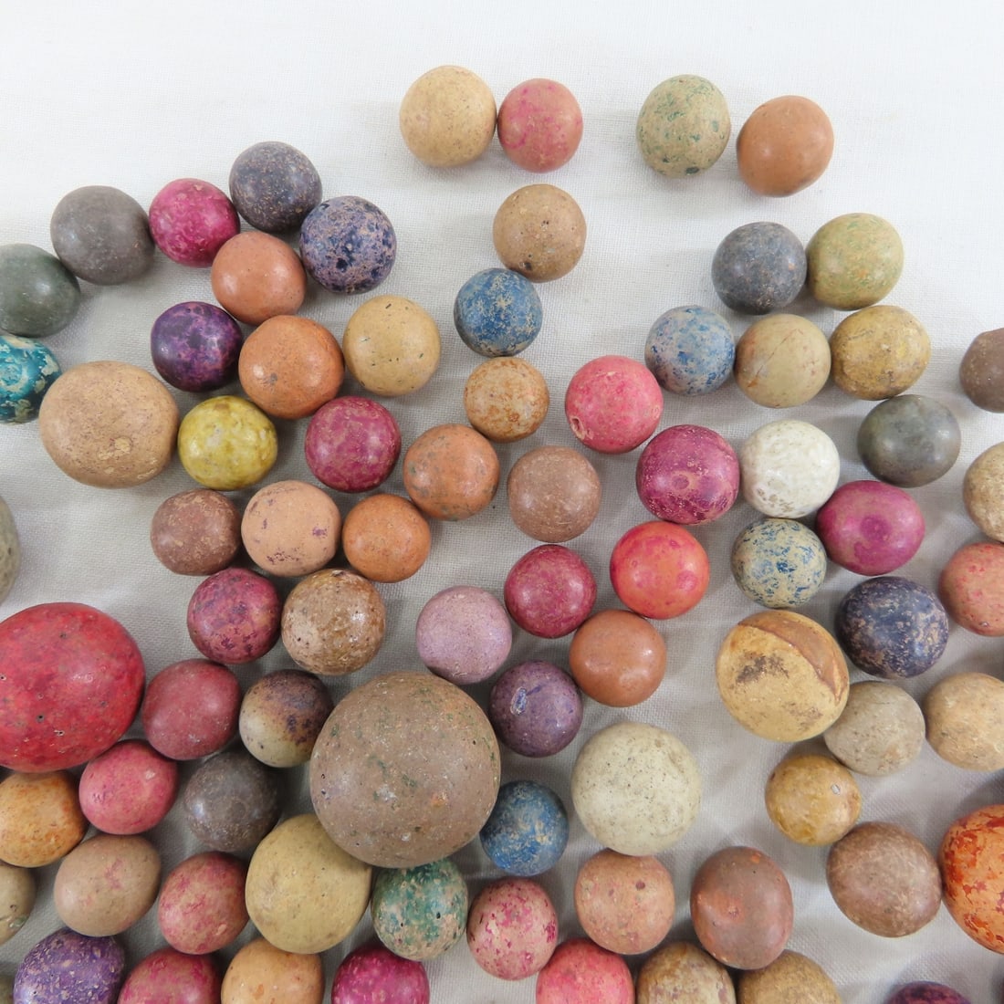 2 Pounds of Vintage Clay Marbles & 1 Stone Shooter - 13