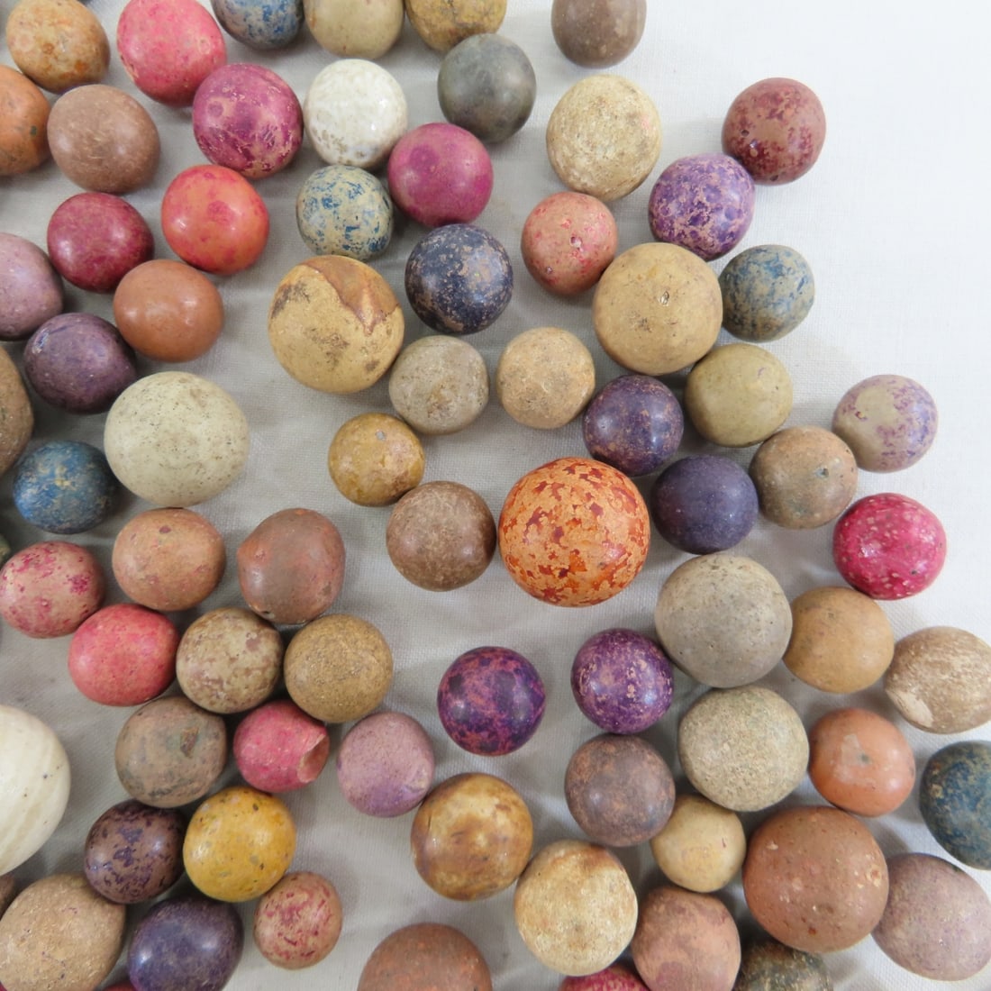 2 Pounds of Vintage Clay Marbles & 1 Stone Shooter - 14