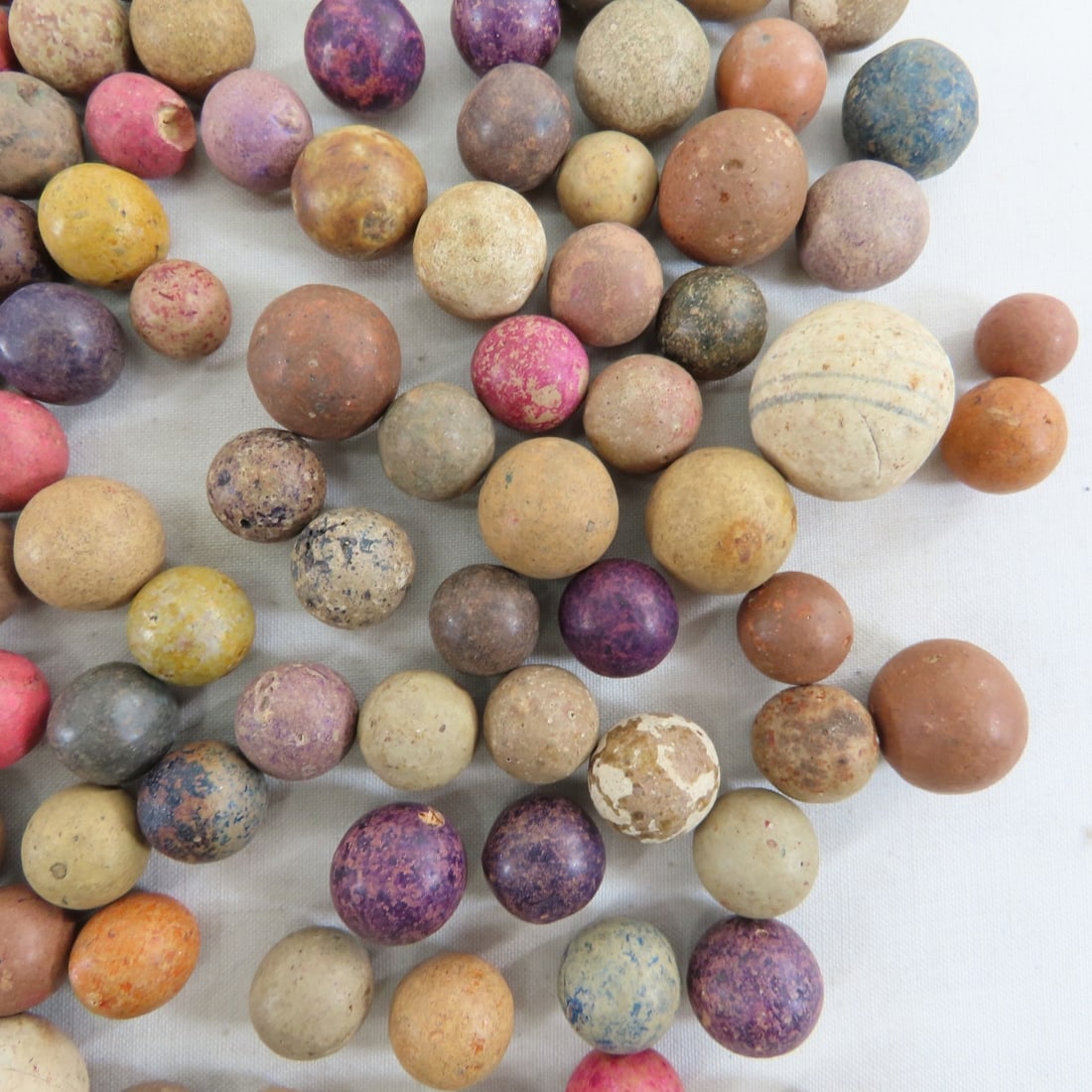 2 Pounds of Vintage Clay Marbles & 1 Stone Shooter - 15