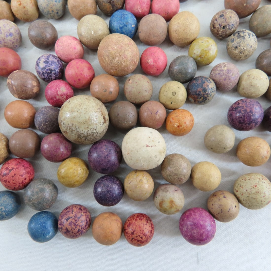 2 Pounds of Vintage Clay Marbles & 1 Stone Shooter - 16