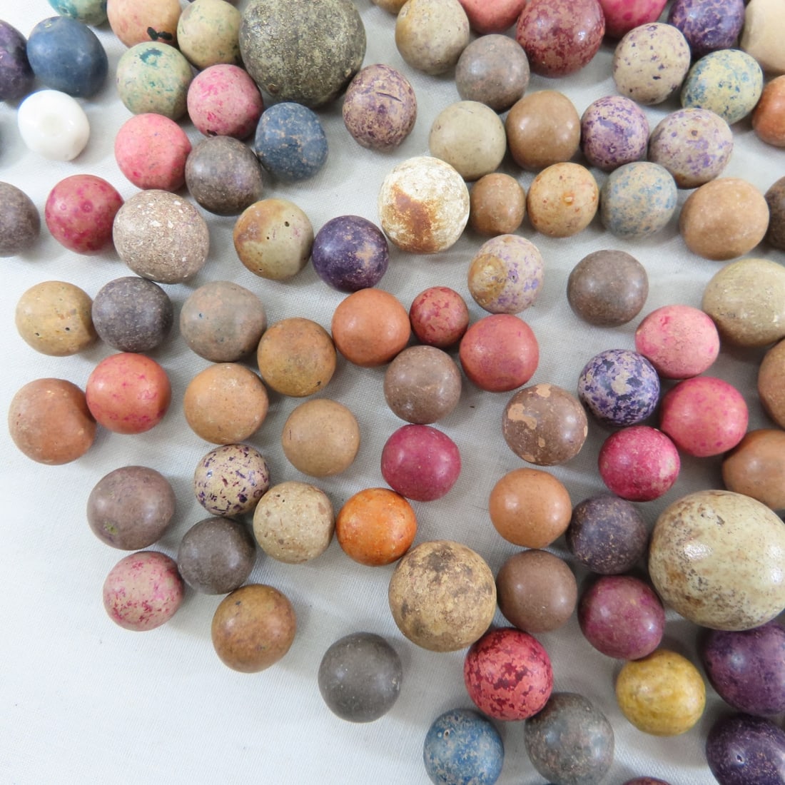 2 Pounds of Vintage Clay Marbles & 1 Stone Shooter - 17