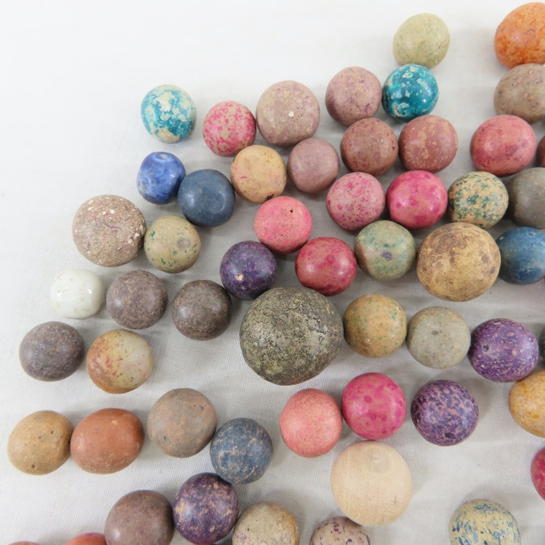 2 Pounds of Vintage Clay Marbles & 1 Stone Shooter - 2